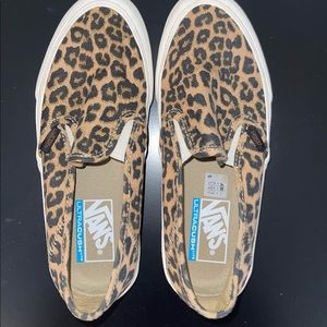 Vans leopard print slip on shoes!